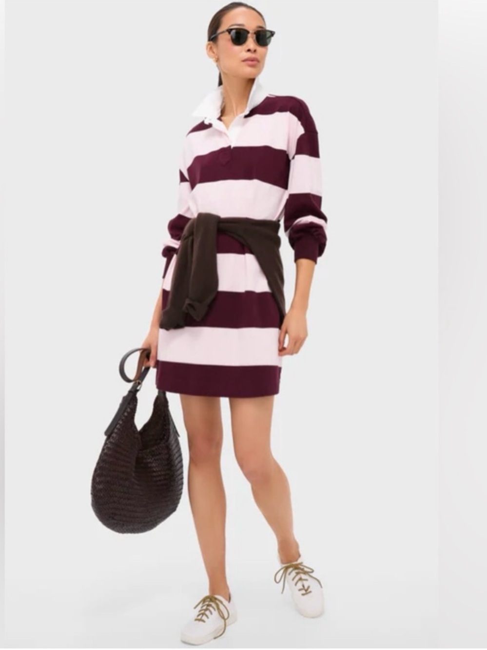 Tuckernuck Pink and Winetasting Stripe Travis Rugby Dress Large